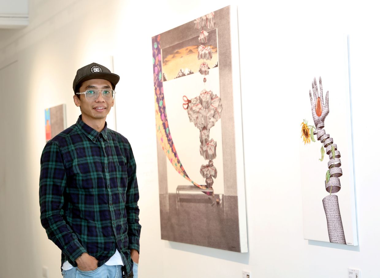 With 'Silent Persistence', self-taught artist Syahbandi Samat pushes his intricate ballpoint-pen practice further into surreal and unsettling territory. Photo: The Star/Art Chen