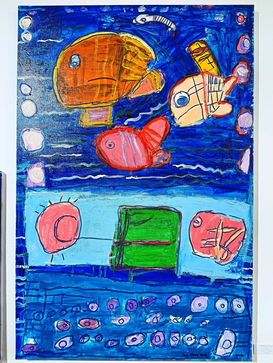 A whimsical piece titled ‘Bubbles of Hope II’ by See.