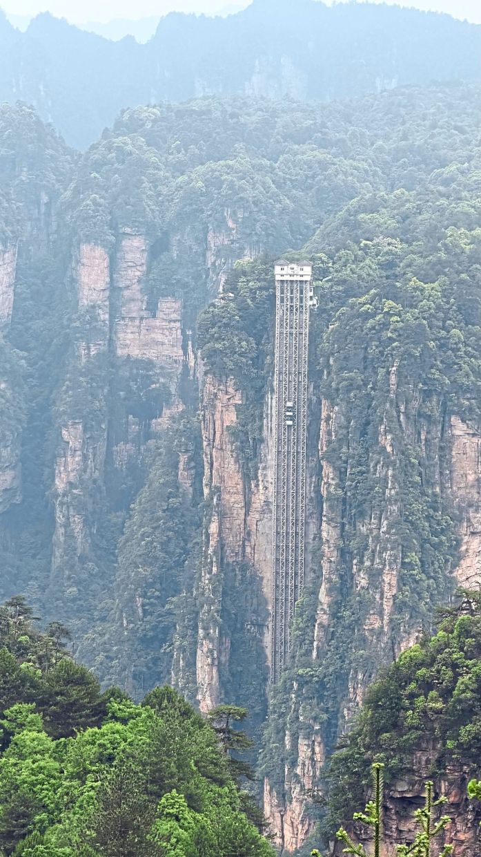 The Bailong Elevator can get you from the valley floor to Yuanjiajie in just 66 seconds.