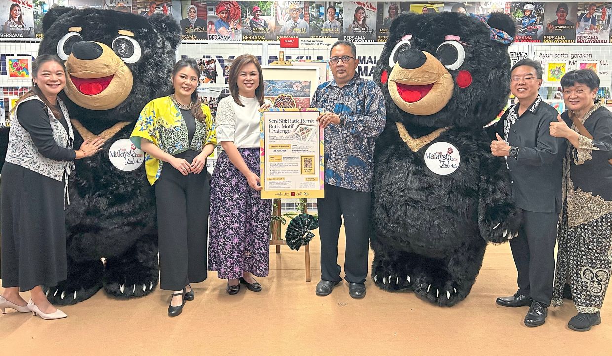 (From left) Tung, Goh, Thong, Mohd Roslan, Yong and Lee at the launch of ‘Seni Sini: Batik Remix Challenge’ in Kuala Lumpur. The competition is open to those aged 18 and above, with the deadline for submissions on July 28. — Handout