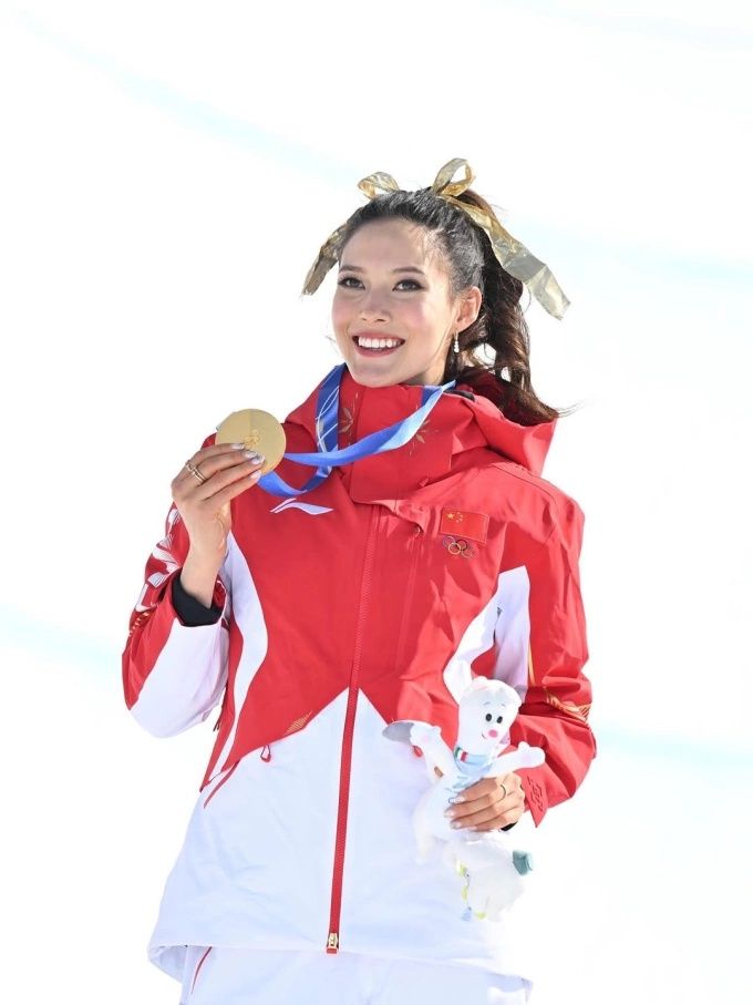 Eileen Gu wins a gold medal at the 2026 Winter Olympics. -- Photo by Instagtam/@eileengu