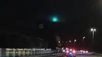 Green meteor streaks across Brunei skies