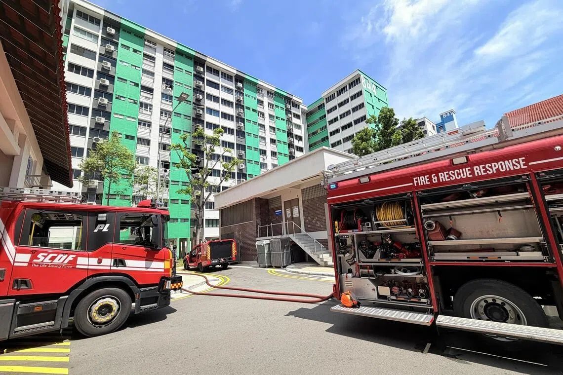 The SCDF extinguished the fire with two water jets. - Photo: SHIN MIN DAILY NEWS
