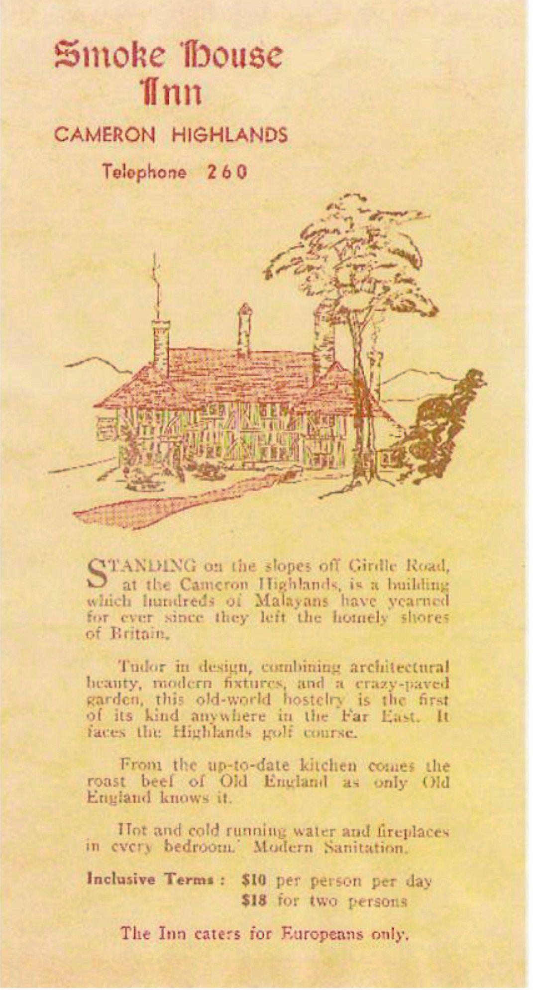 The old brochure of the hotel is on display at the premises.