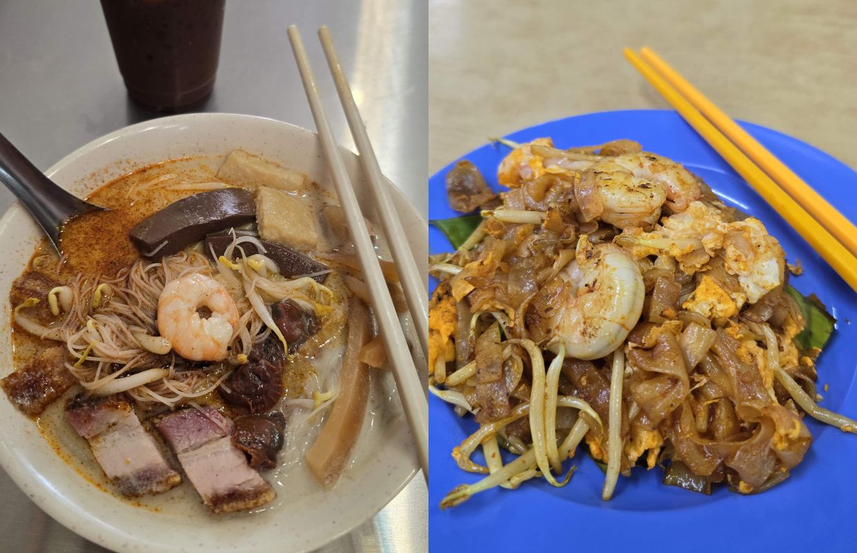 The stall selling duck blood curry mee (left) on Jalan Burma is on Michelin’s Bib Gourmand list; Is the average-tasting char kuay teow in Penang usually better than the most popular char kuay teow in the Klang Valley?— Photos: MELODY L. GOH