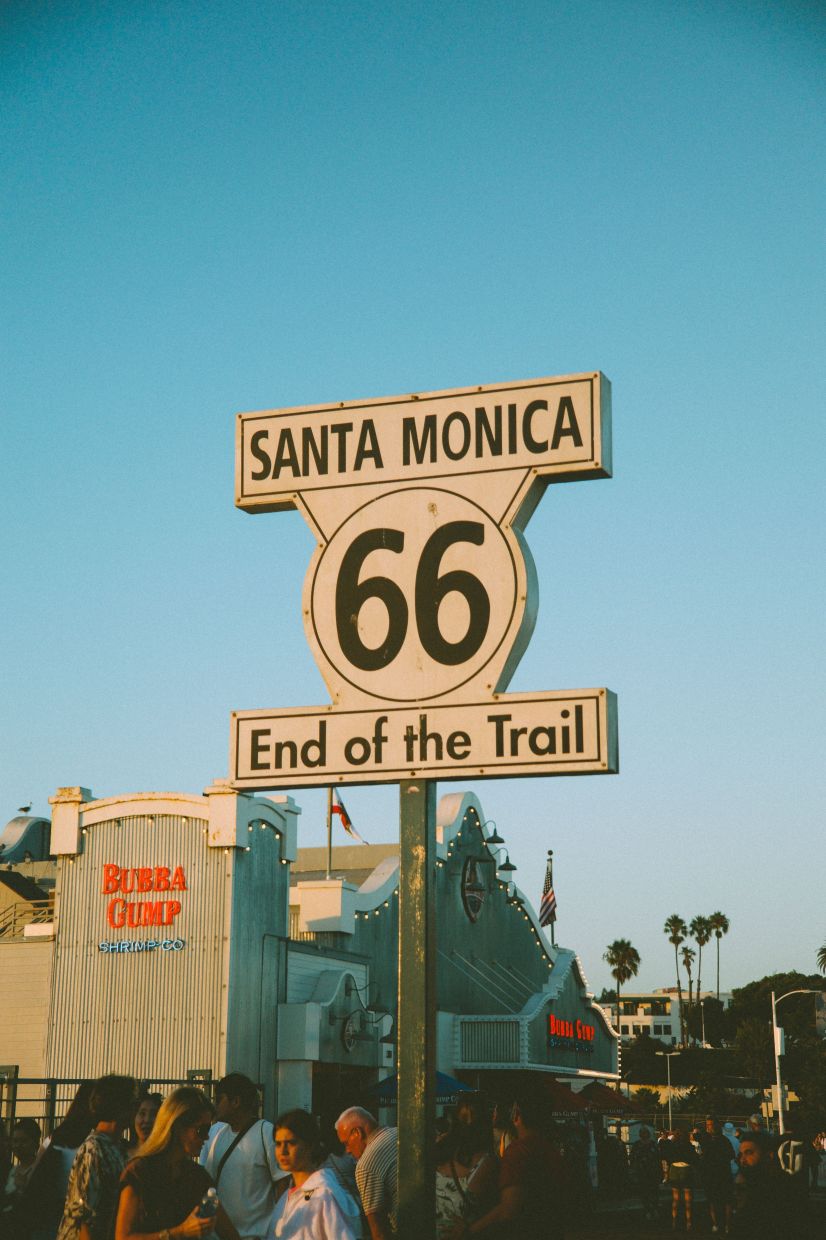 Route 66 in the United States covers eight states, ending in Santa Monica, California. 