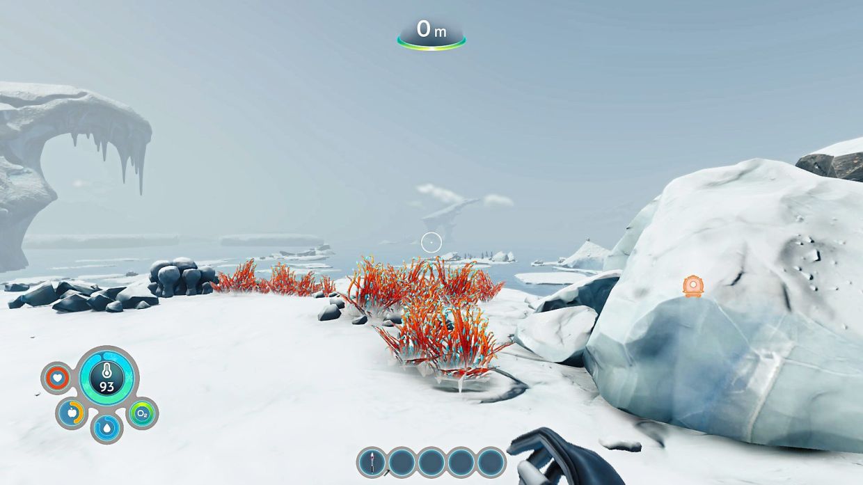 Land exploration is one of the less interesting bits of Below Zero, but by golly that stark white arctic landscape looks really nice. Photos: Unknown Worlds Entertainment