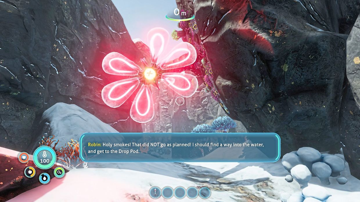 Below Zero's biggest weakness is that the player character talks; I'm trying to admire the alien flora and the PC goes ‘golly gee willikers, I can't believe I survived that space ship crash!’