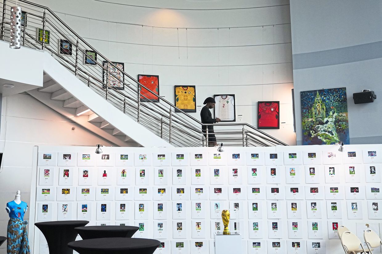 A view of the gallery space and exhibition celebrating African stories at the World Cup. Photo: AP