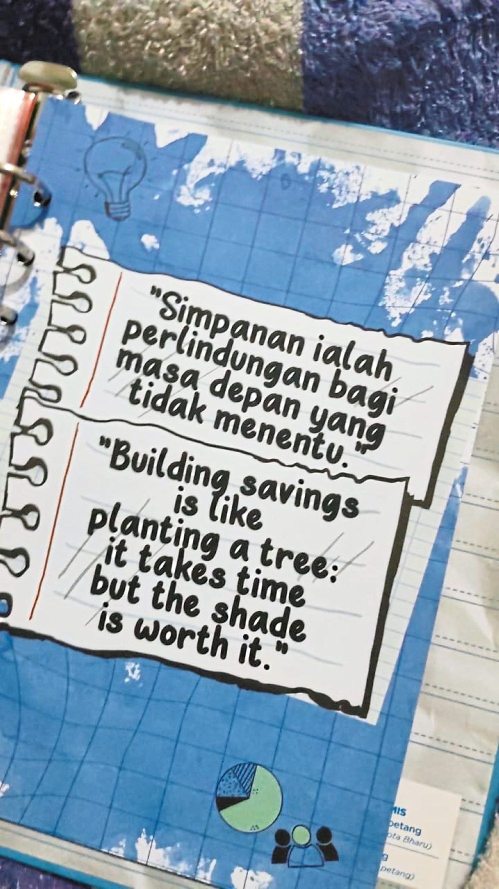 Ng's ringgit diary showing the inspirational quotes that she lives by. Photo: C. Ng