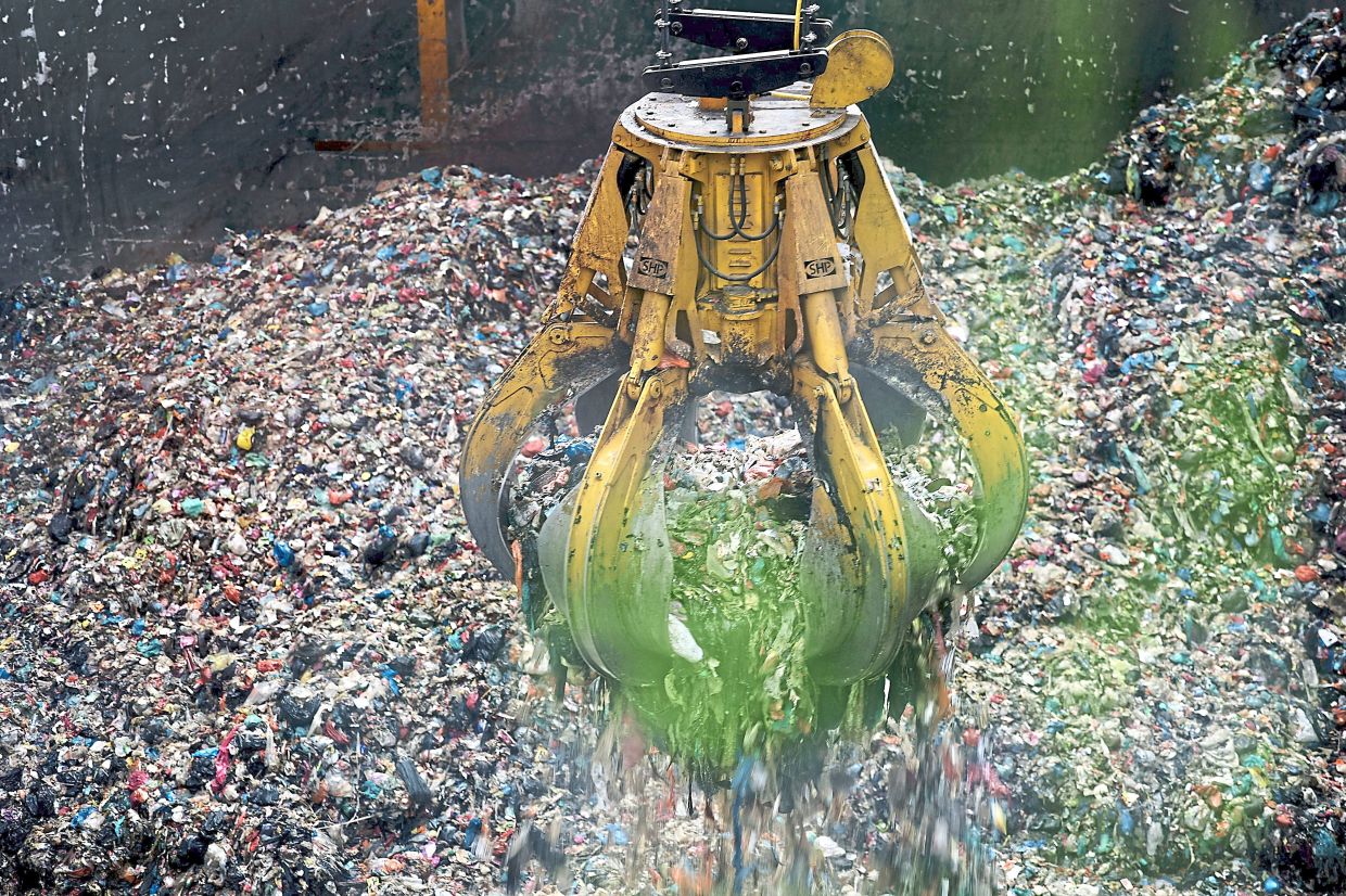 Household waste is dried for seven days before being fed into the incinerator.