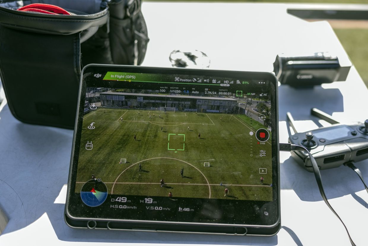 An artificial intelligence-powered app is used to measure player performance at Santos FC's youth training facility in Santos, Brazil, June 8, 2026. Recruitment apps powered by artificial intelligence are becoming popular in Brazil, and are expected to level the playing field and discover more soccer talent.