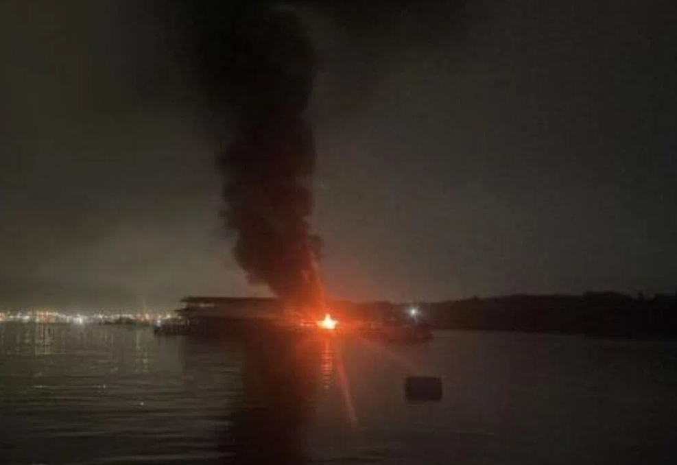 Floating fish farms near Singapore's Pulau Ubin catch fire after suspected lightning strike