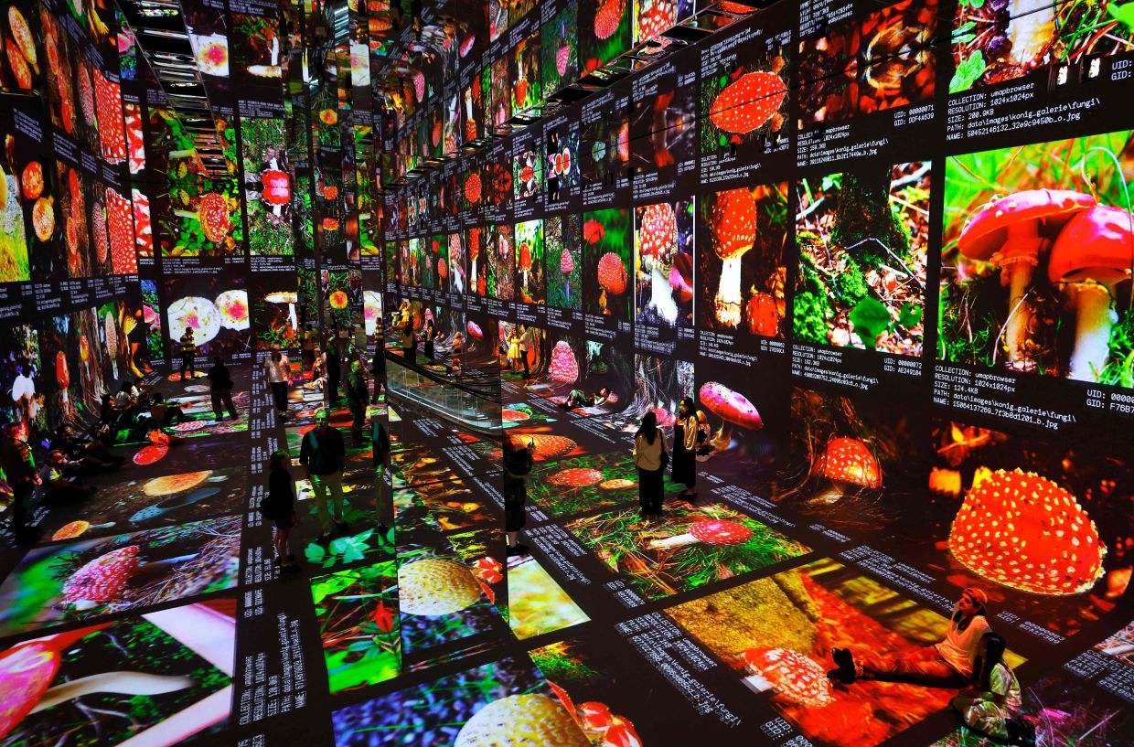 Created by digital artist Refik Anadol, the immersive space combines AI and environmental data to create a multi-sensory experience. Photo: AFP 