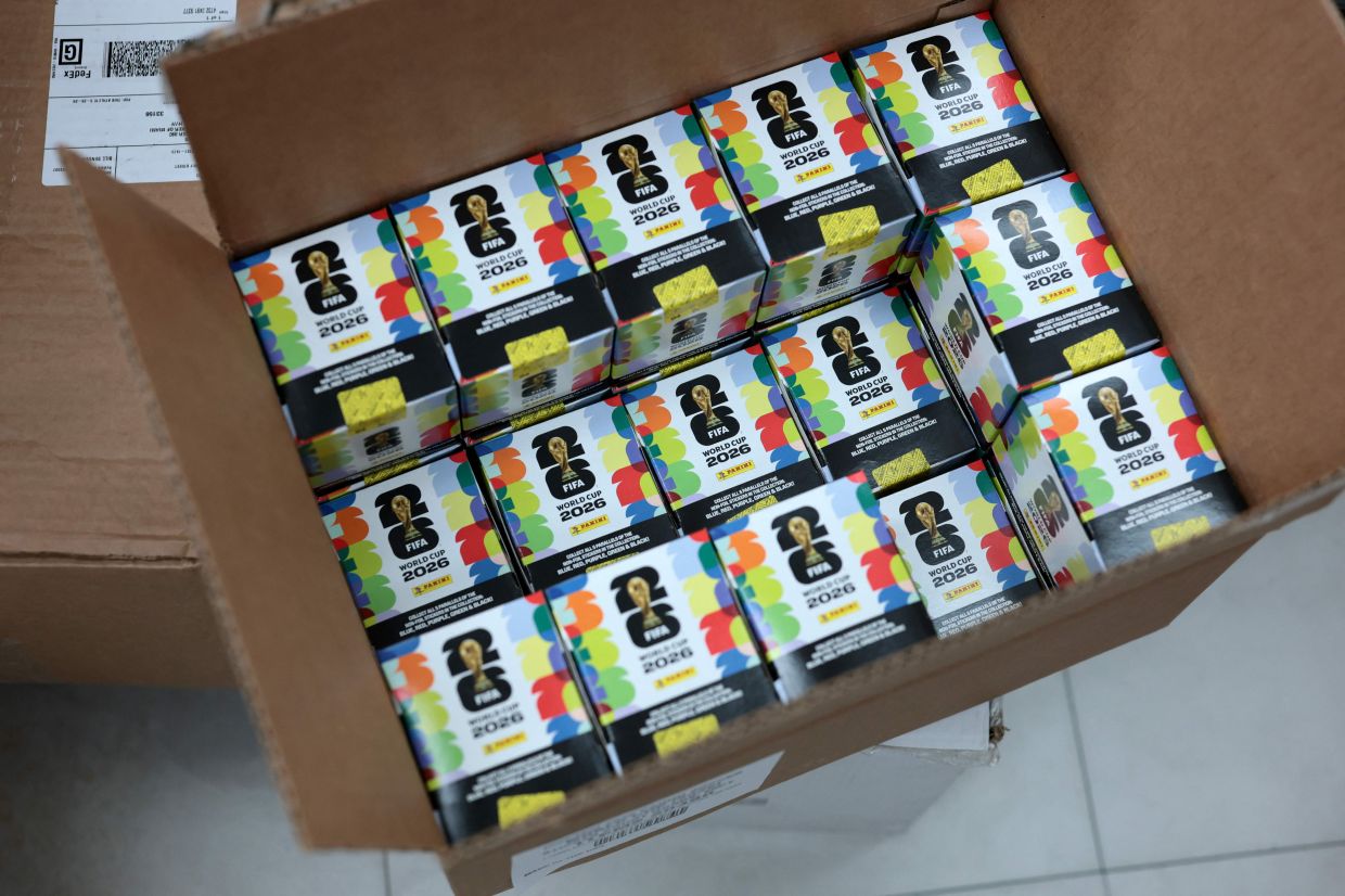 Boxes of FIFA World Cup 2026 Panini stickers are ready for sale at the Soccer Locker in Miami, Florida. Photo: AFP 