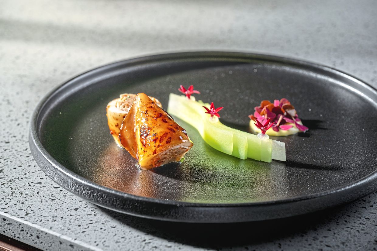 Local squid has a starring role in this dish, which also sees French lavender playing a prominent part.