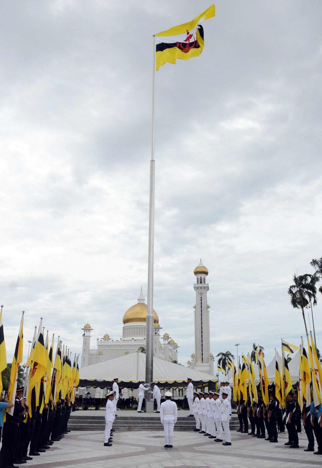 Hositing of the giant national flag conducted by RBN personnel. 