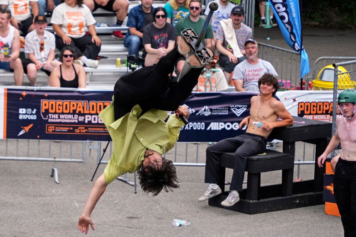 Seven-time world champion of extreme pogo Dalton Smith competes in the Best Trick competition during Pogopalooza 2026.
