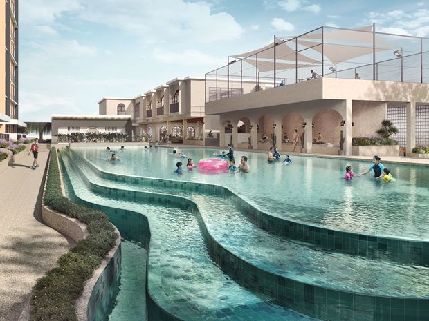 An artist’s impression of the 50m lap pool, complemented by resort-inspired landscaping and leisure spaces that bring a Mediterranean escape into everyday living.