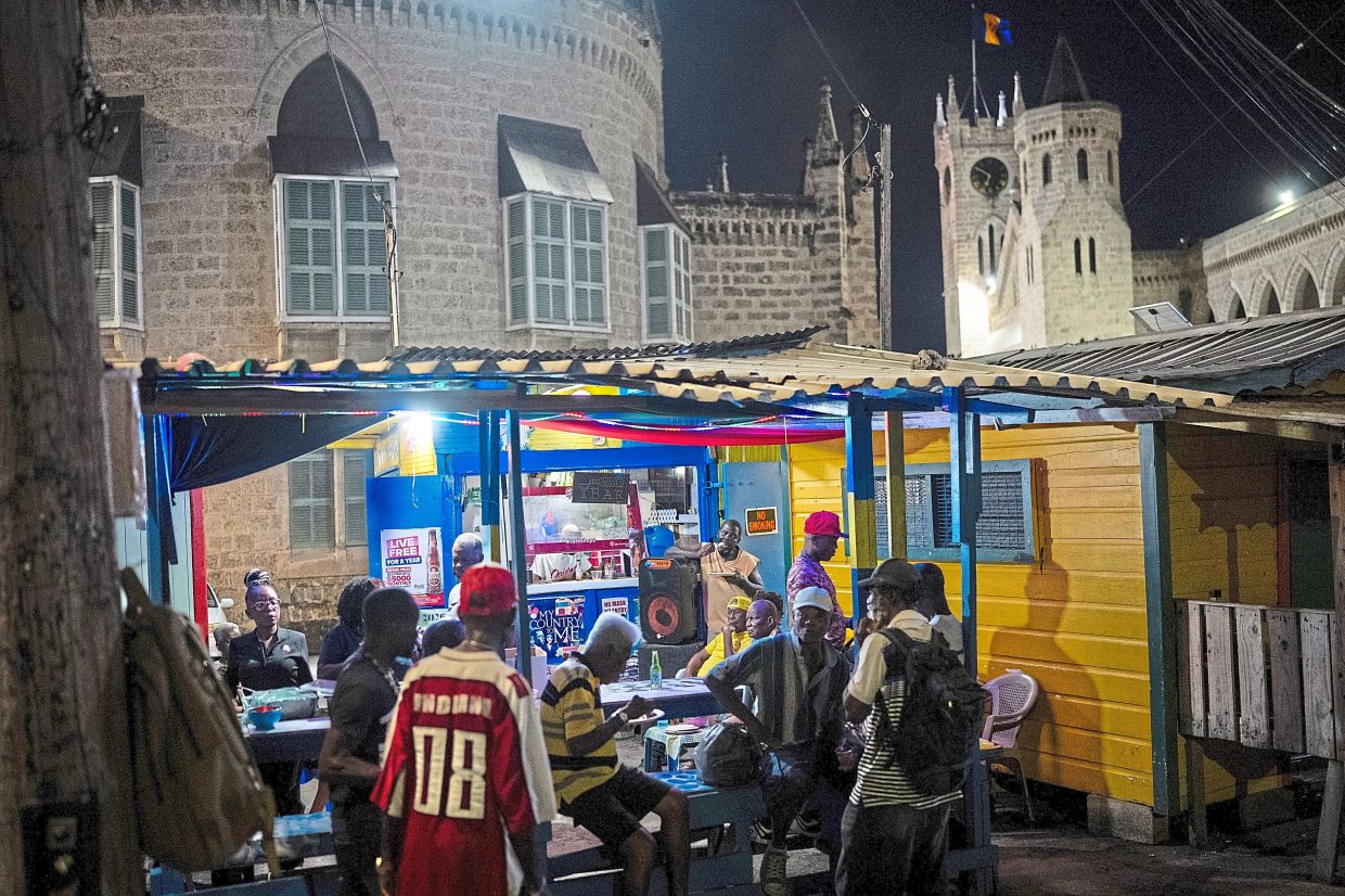 A bar behind the Parliament buildings in Bridgetown.