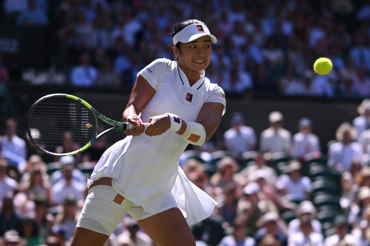 Philippines' Alexandra Eala in action during her fourth-round match against Italy's Jasmine Paolini at the Wimbledon Championships at the All England Lawn Tennis and Croquet Club, London. -- Photo: REUTERS/Jaimi Joy