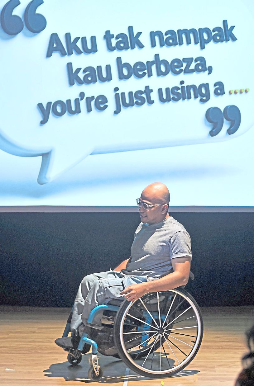 'Through this work, I want to show that a wheelchair is not just an assistive device, but can also be a medium of expression and storytelling,’ says Fendi. Photo: The Star/Azman Ghani
