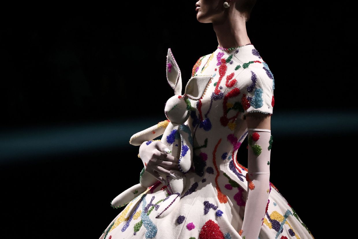A model presents a creation by Robert Wun for his Autumn/Winter 2026 couture collection as part of Paris Fashion Week. Photo: AFP