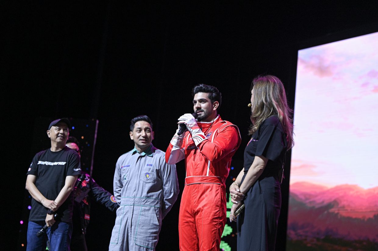 Local actor Irfan Zaini (second from right) is set to play Malaysian rally legend Karamjit Singh in 'Terbang'.