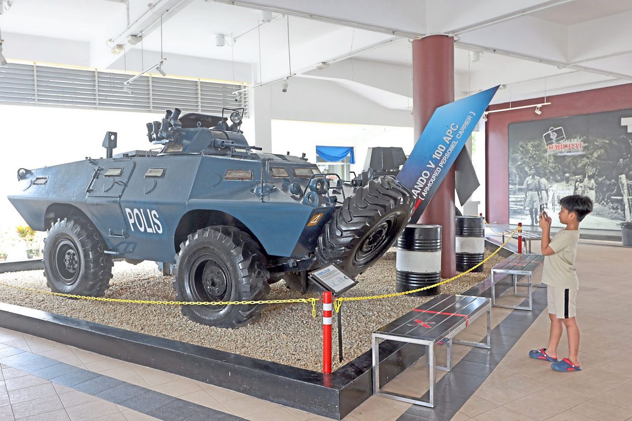 An old police armoured car on display at the Galeri Darurat Bukit Kepong. The gallery, located in Muar, is a memorial to the incident that took place during the Malayan Emergency.