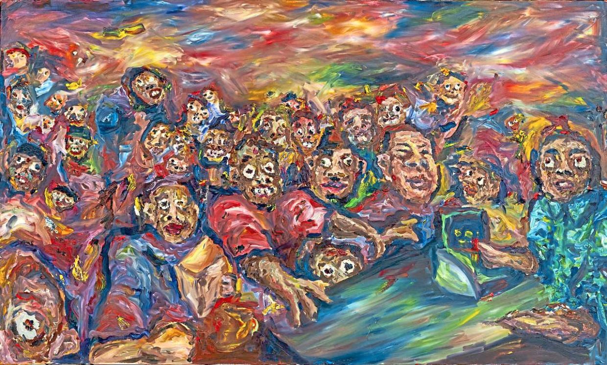 Hakeemi's 'Rebutan I' (oil on canvas, 2025), one of the works featured in his 'Sarkas' exhibition at Rissim Contemporary in KL this month. Photo: Handout