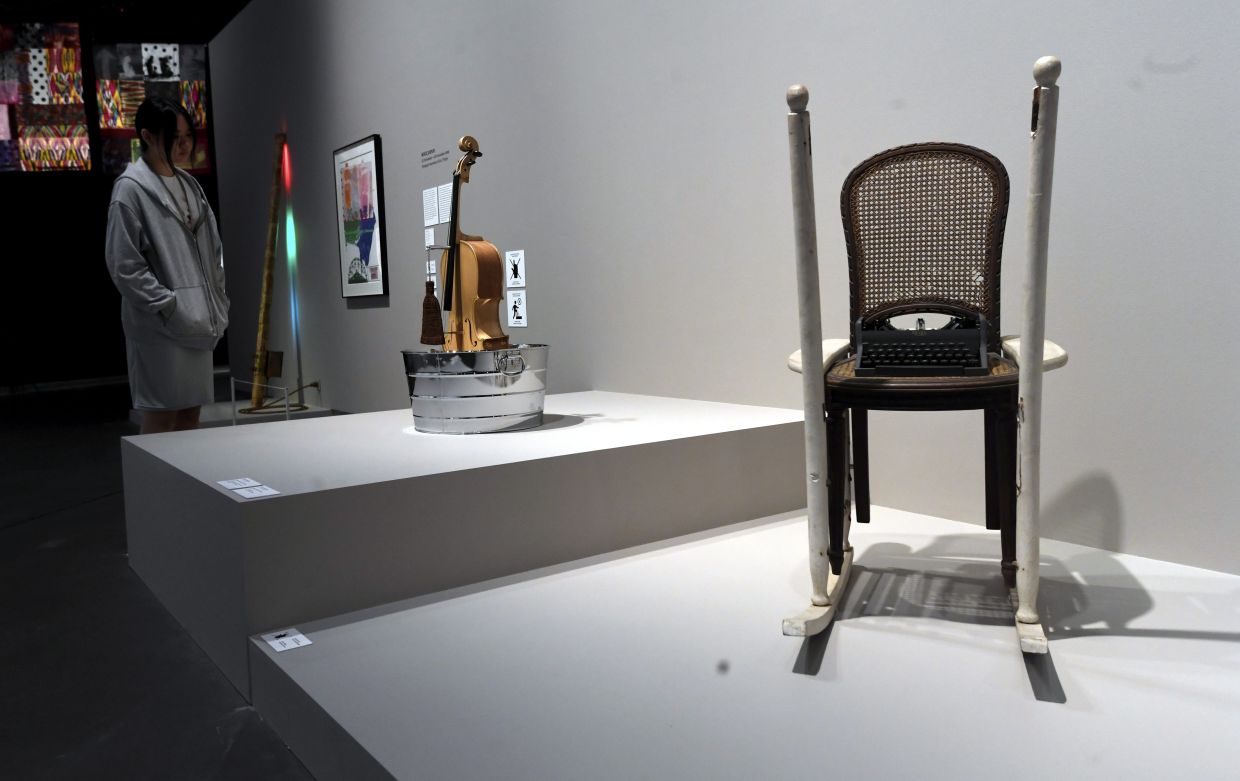 The 'Robert Rauschenberg and Asia' exhibition at Ilham Gallery features a diverse range of mediums, including installations, collages, paintings and mixed-media works. Photo: The Star/Azhar Mahfof