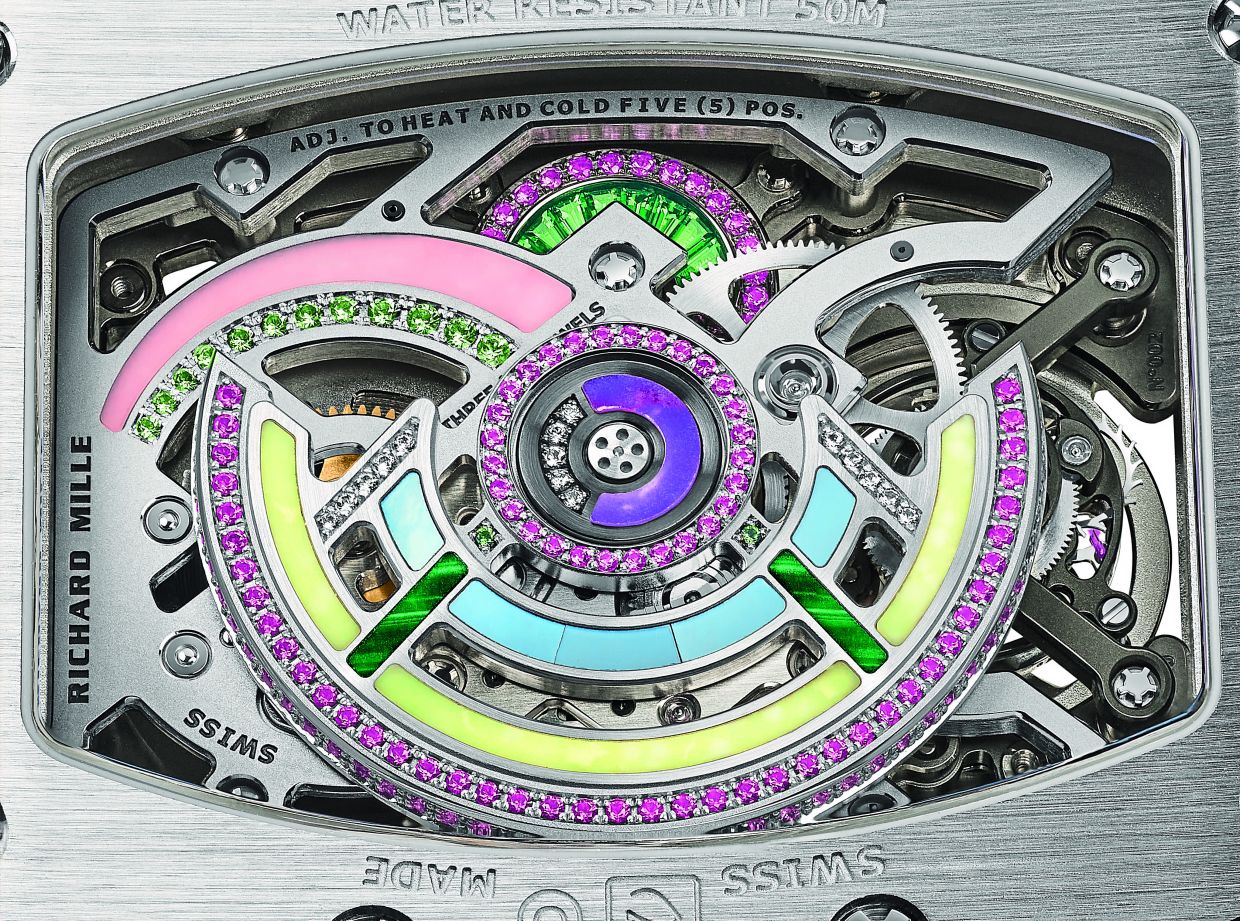 Calibre CRMT2, a skeletonised automatic winding tourbillon movement movement developed alongside the case and dial.