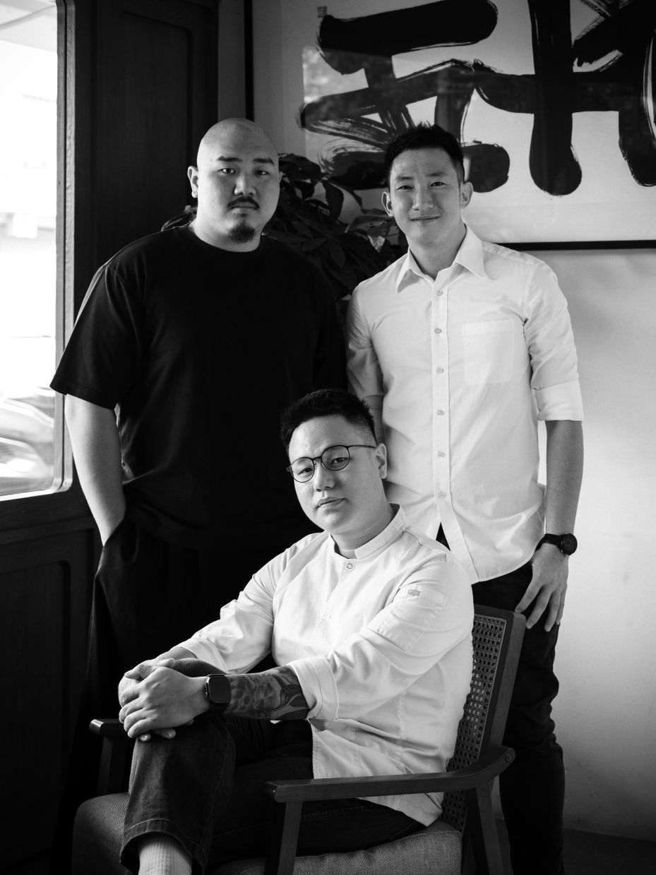 Clockwise from left: Phua, Soh and Khor (seated) are the creative forces behind Jalinan, which is their ode to multicultural Malaysian fare.