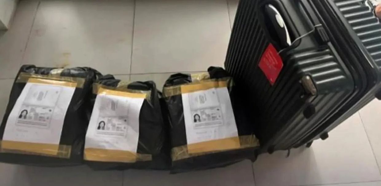 Levannah Chelsea Guzman’s suitcases contained 14 vacuum-sealed packages containing cannabis flowers. - Photo: The Nation/ANN