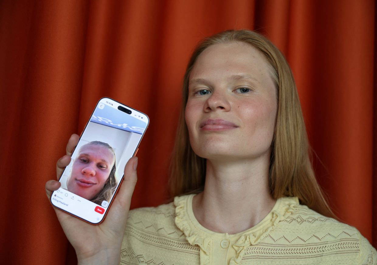 Anastasia Kostromitina has gone viral with striking likeness to Norway's Erling Haaland. Photo: Reuters