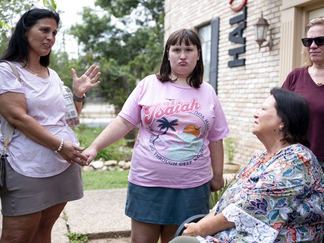 Accompanied by her mom, left, aunt, and grandmother, seated, Ally Betchan, center, is in Austin, Texas for a therapy session on June 2, 2026.