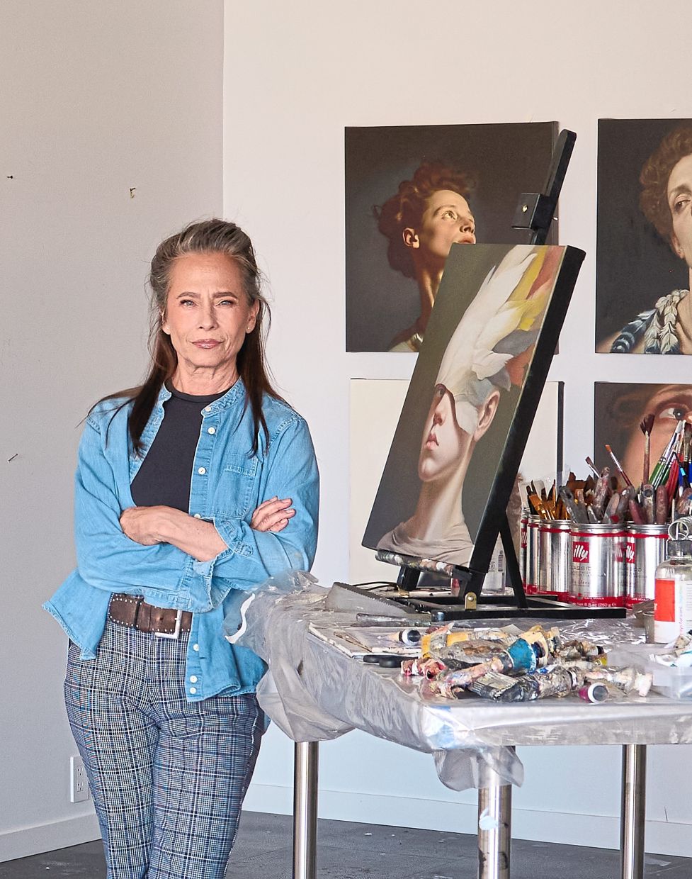 Helfand in her studio, which takes up a quarter of the total area.