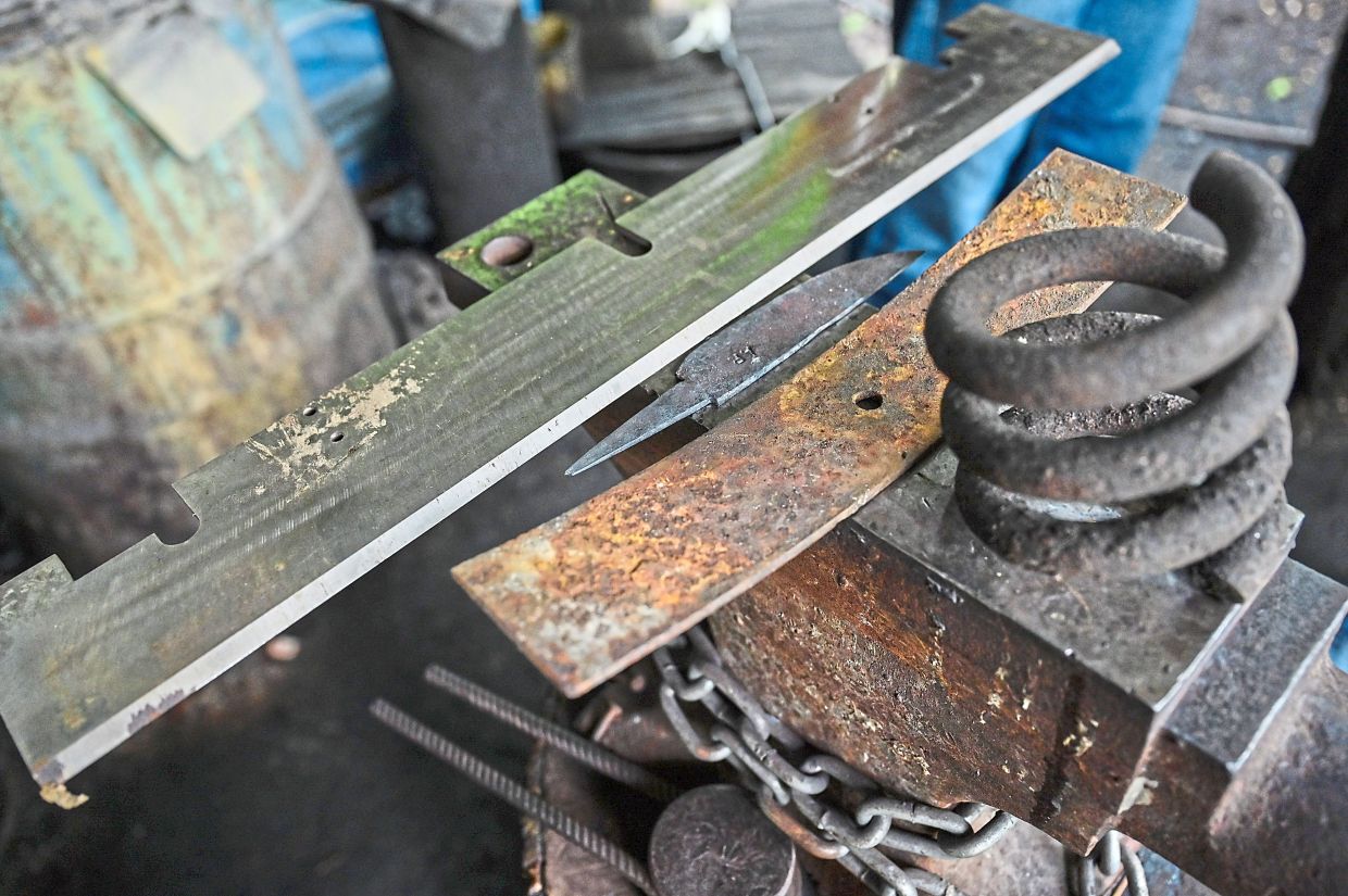Some of the scrap metal used by Abdul Rahim to craft knives and machetes.