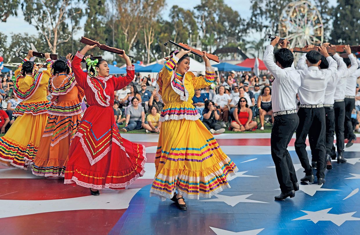 6. Members of Advanced Folklorico performing during the annual Independence Day celebration in Commerce, California.