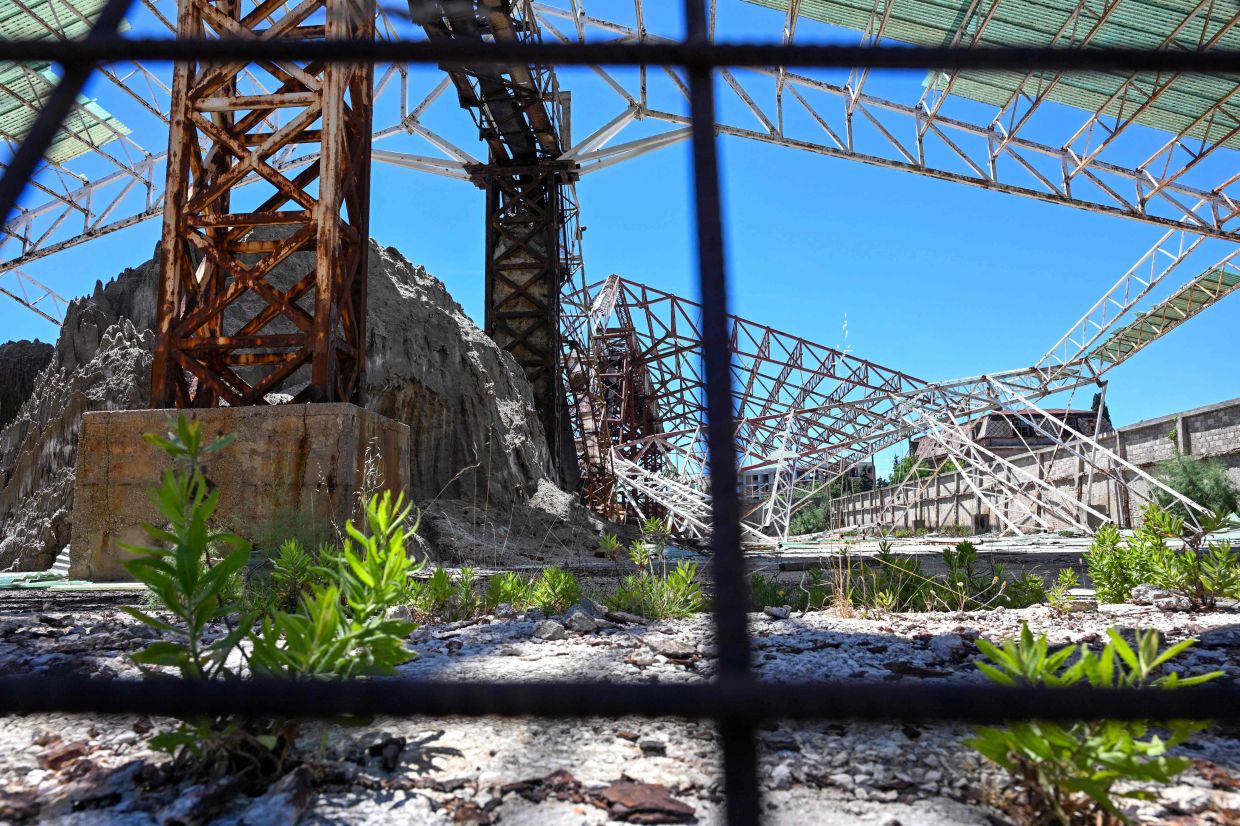 This photograph shows unprocessed sea salt inside the abandoned saltworks in Ulcinj .