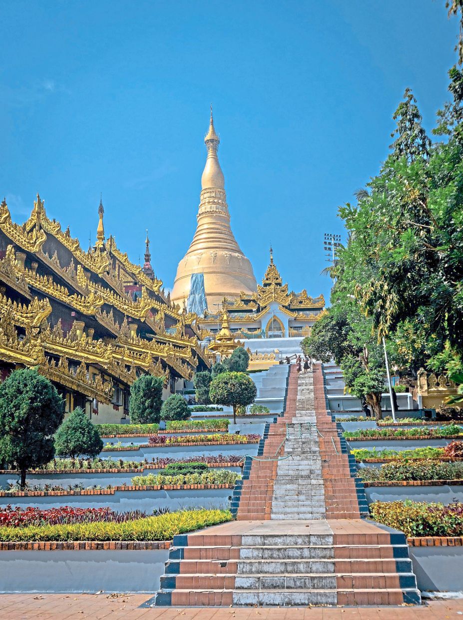 Shwedagon Pagoda is popular with tourists in Yangon.
