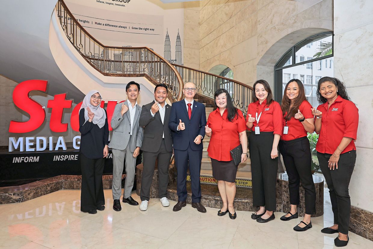 Securing tomorrow: (From left) UNDP communication assistant Nurin Hairil, communication analyst Junaid Ibrahim, head of communications Aiezat Fadzell, Vrkic, Star Media Group chief content officer Datin Paduka Esther Ng, senior general manager of client brand marketing Sharon Lee, senior general manager of client brand marketing Elicia Wee and general manager of client brand marketing Sara Chacko posing for a photo during a courtesy visit to Menara Star.