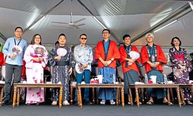 (From left) Chin, Chua, Ng, Cheah, Noriyuki, Okabe, Makino and loo at Bon Odori 2026 in Sunway City Kuala lumpur.