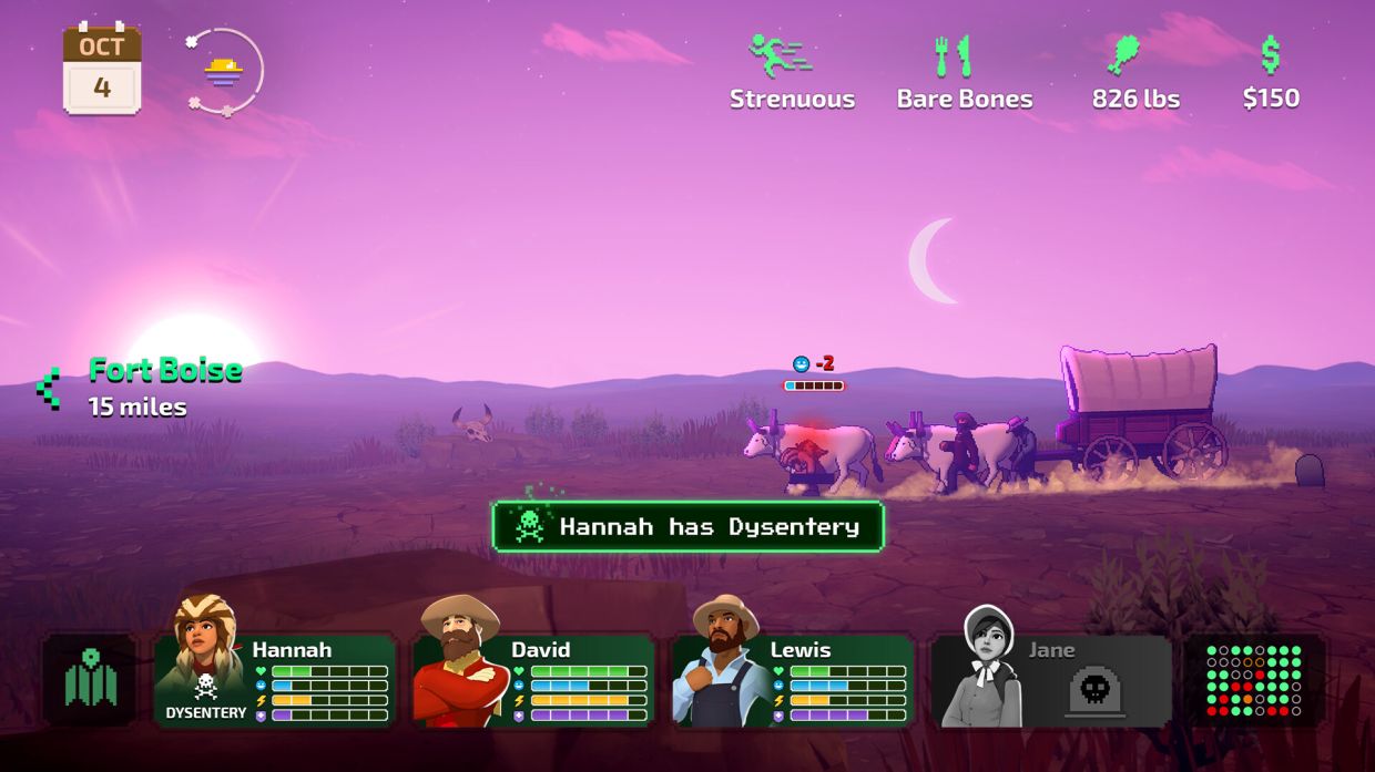 The ways to die as a pioneer were many: dysentery, typhoid, a fire in the wagon. — Gameloft