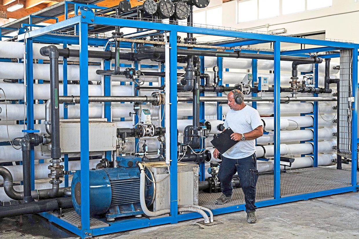 There are no natural water resources on the Aeolian Islands in Italy, so a desalination plant like this one in Vulcano is necessary. — AFP
