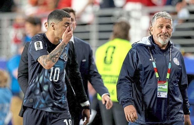 Paraguay's Miguel Almiron was handed the red card under the Prestianni Law rule. — Richard Heathcote/Getty Images via AFP