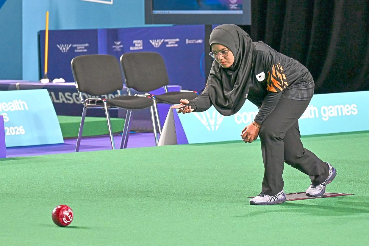 Aleena Ahmad Nawai in action during the team’s training session in Glasgow.