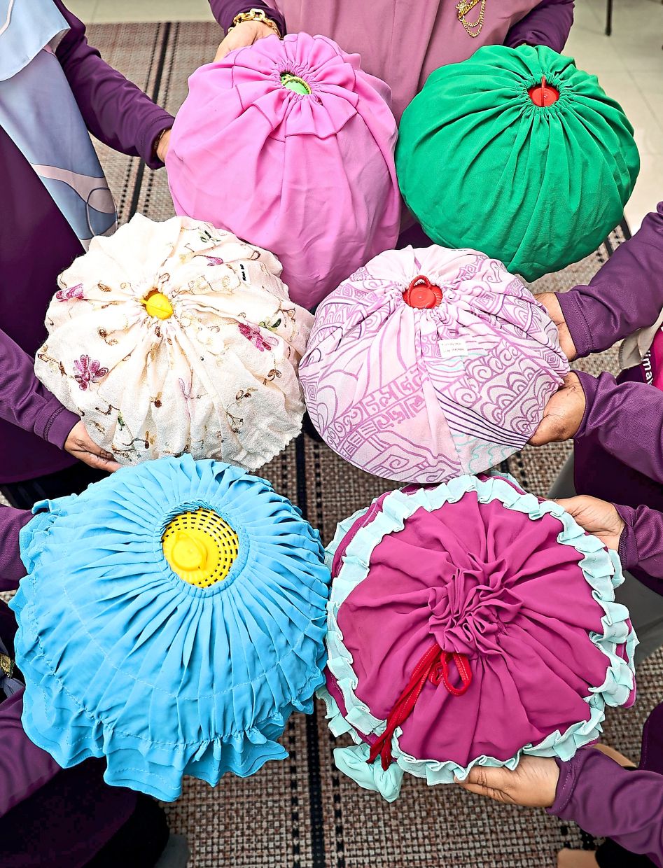 Old scarves are given a new purpose as food covers.