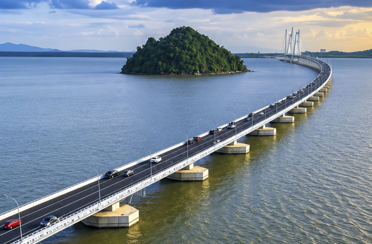 The 4.8km Batang Lupar I Bridge is the longest river-crossing bridge in Malaysia.