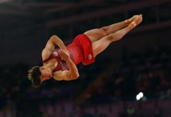 Gymnastics-England gymnast Langton conscious after heavy fall at Commonwealth Games